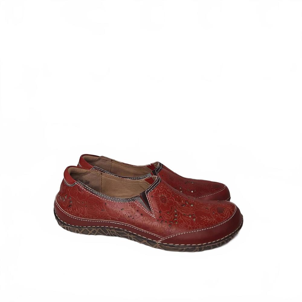 L'Artiste Libora Red Leather Loafer Size 38